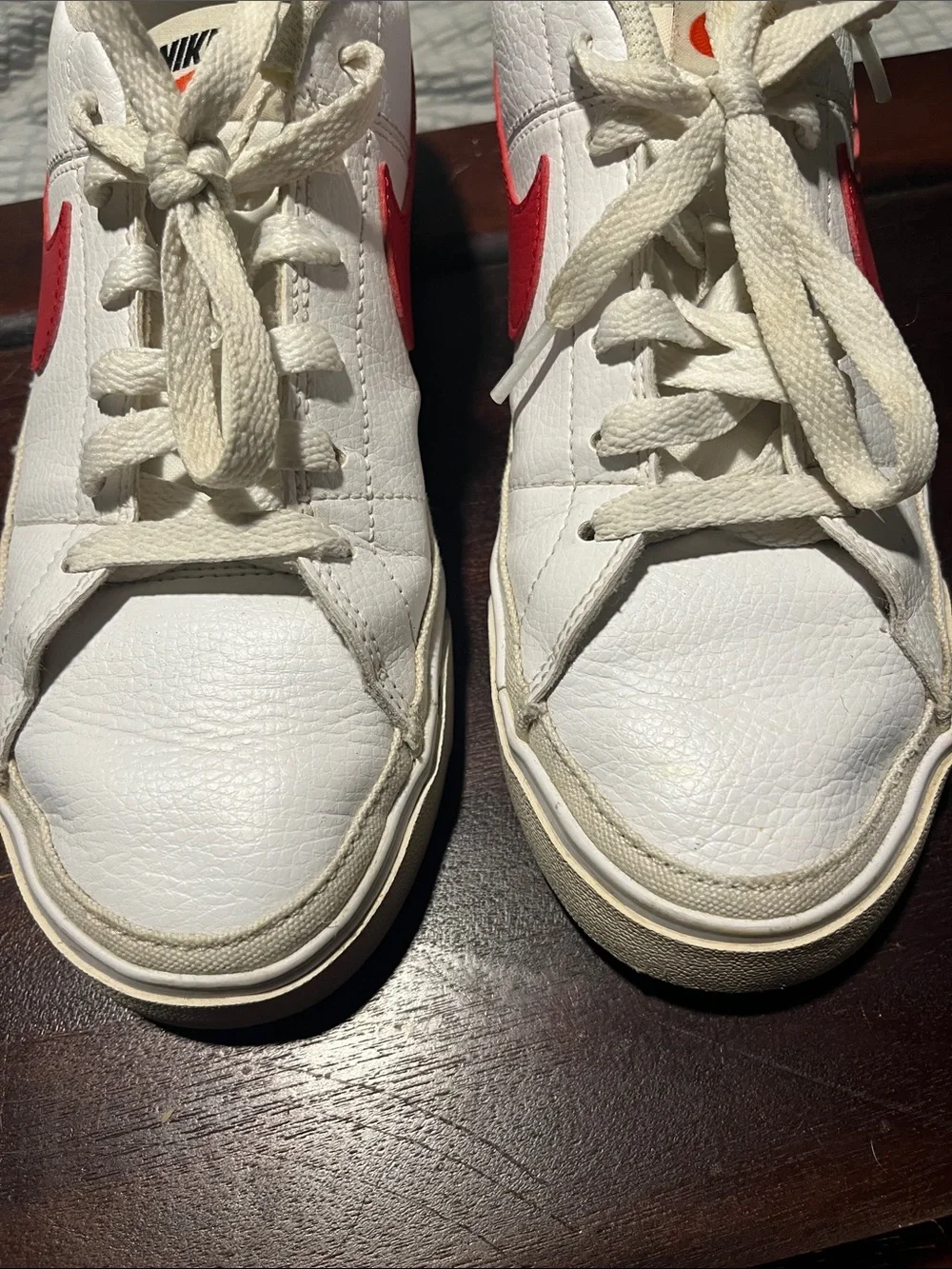 Nike Court Legacy White Red Leather Sneakers Men’s Size 7 Good
